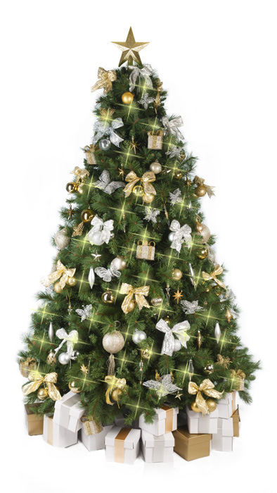 Christmas Tree with Gold & Silver Decorations