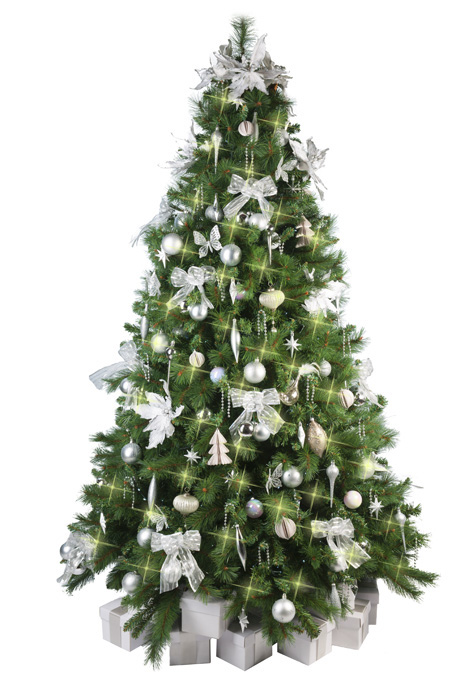 Christmas Tree with White & Silver Decorations