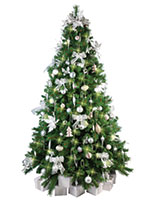 Christmas Tree with White and Silver Decorations