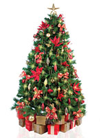 Christmas Tree with Red and Gold Decorations