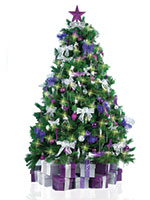 Christmas Tree with Purple and Silver Decorations