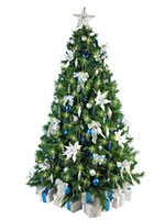 Christmas Tree with Blue and Silver Decorations